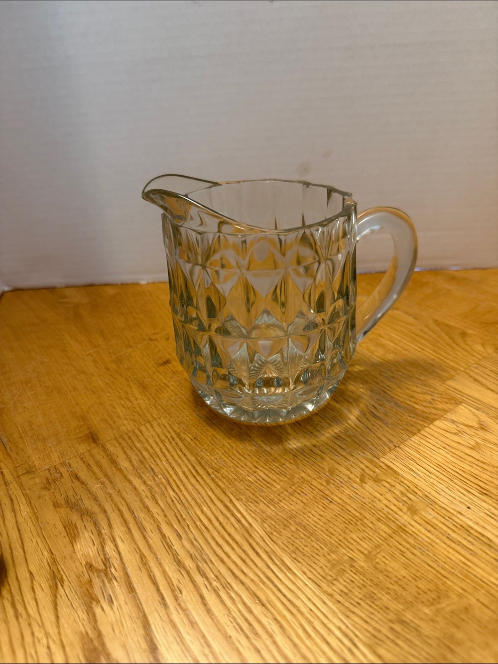 Clear Glass Diamond-Cut Pitcher - Transparent